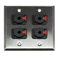 Whirlwind Wall Plate - 2 Gang Stainless Steel 4 Whirlwind WCQF 1/4 Inch Jacks